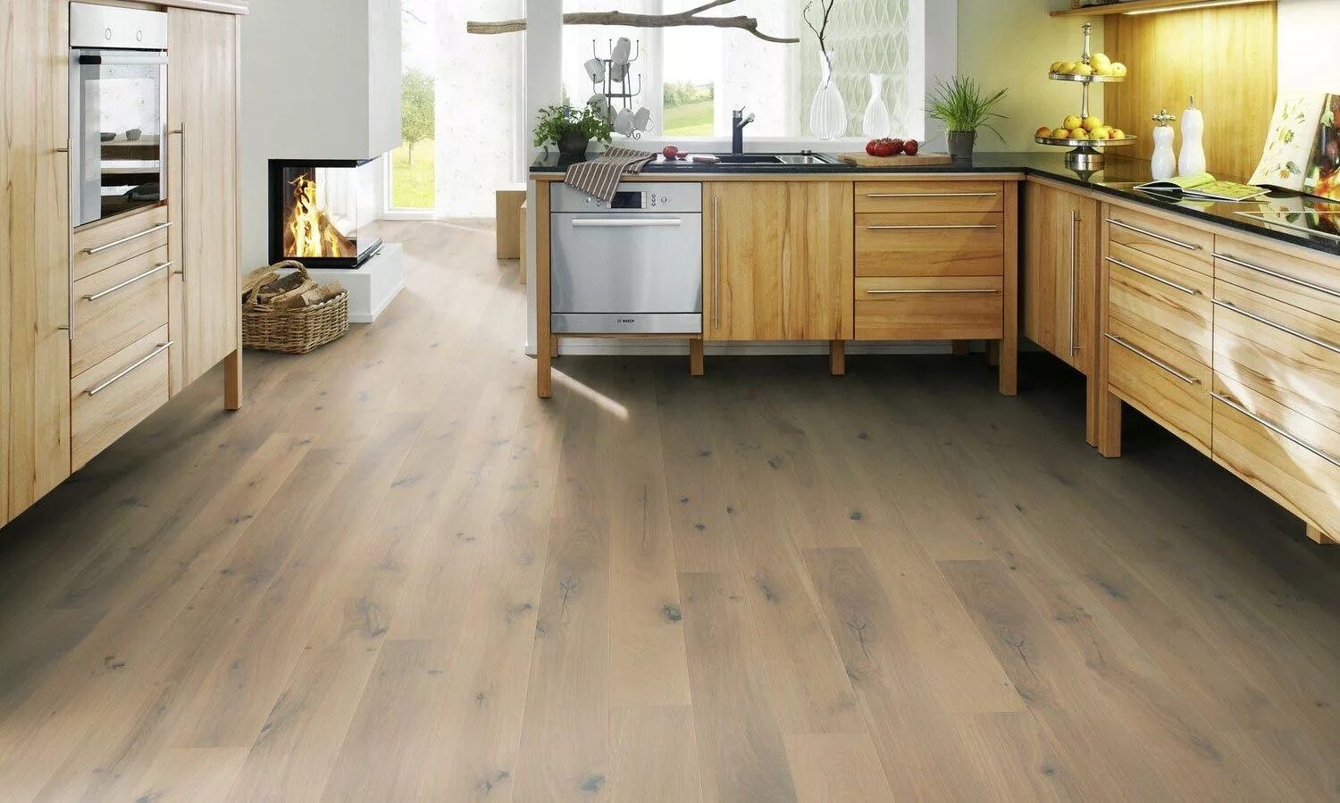 Кухонный ламинат фото Паркетная доска Tilo Дуб Слоновая кость L1294 купить в Москве - Boss-Floors