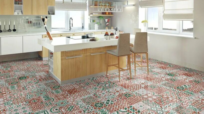 Кухонный ламинат фото Немецкий ламинат в стиле печворк Falquon Quadraic Emeraude, артикул Q010 купить 