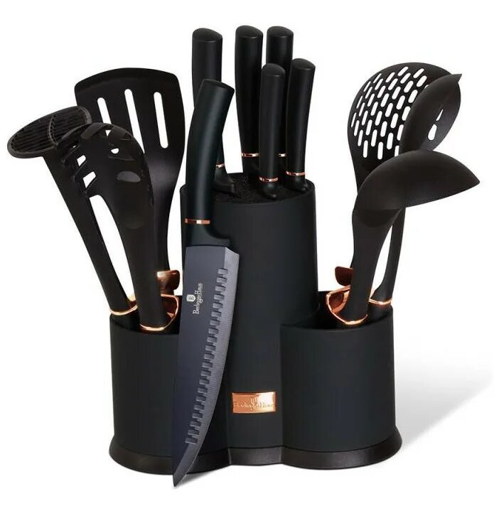 Кухонный набор фото Набор кухонных ножей и аксессуаров на подставке 12 предметов Berlinger Haus "Bla