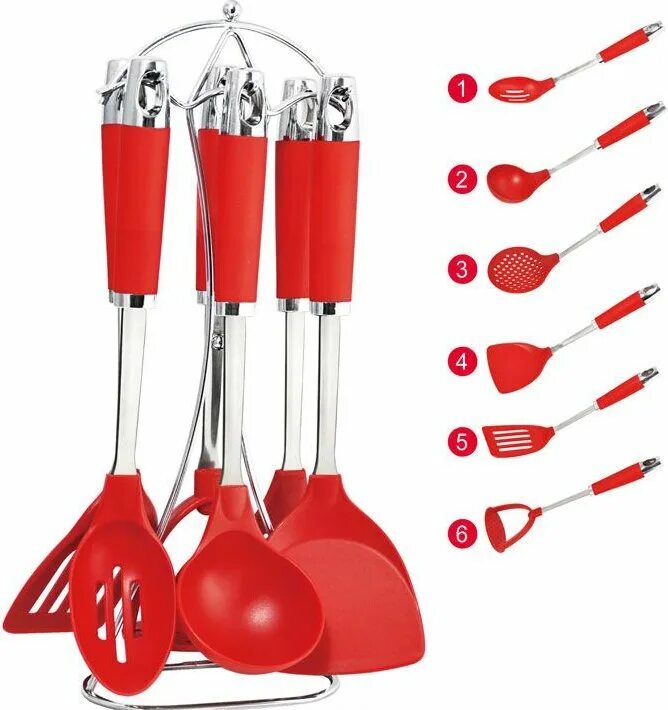 Кухонный набор фото 4690203115210 Набор кухонных принадлежностей "Mayer & Boch", цвет: металлик, кра