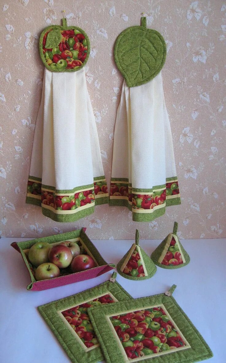 Кухонный набор своими руками сшить фото Уютный домик: Кухонный набор "Наливное яблочко" Sewing crafts, Towel crafts, Fab