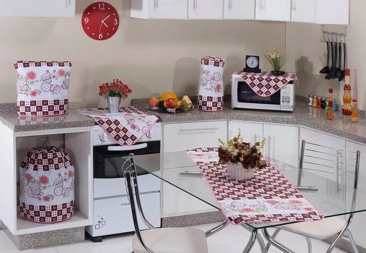 Кухонный набор своими руками сшить фото Jogo de cozinha em tecido oxford Fios mágicos Elo7 Jogos de cozinha, Cortinas pa