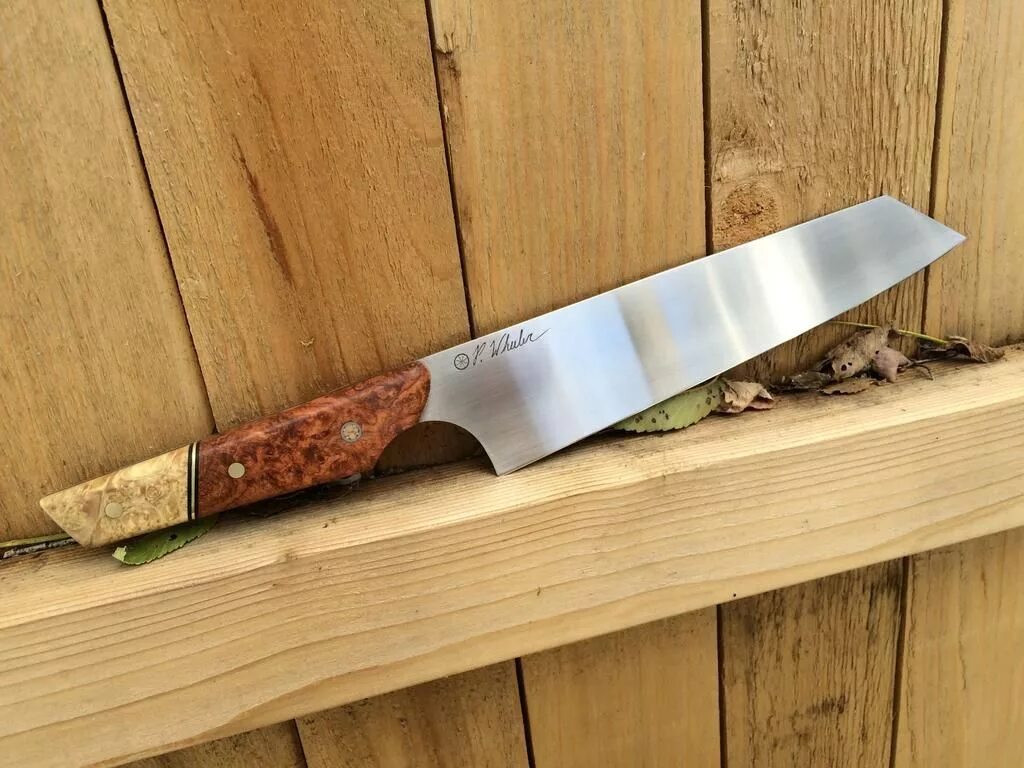 Кухонный нож ручной работы фото 52100 Kiritsuke, first carbon steel chef's knife. Benchmade knives, Knife making