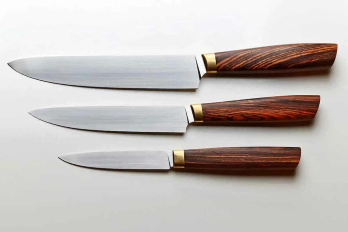 Кухонный нож ручной работы фото Комплект кухонный : Мастерская
