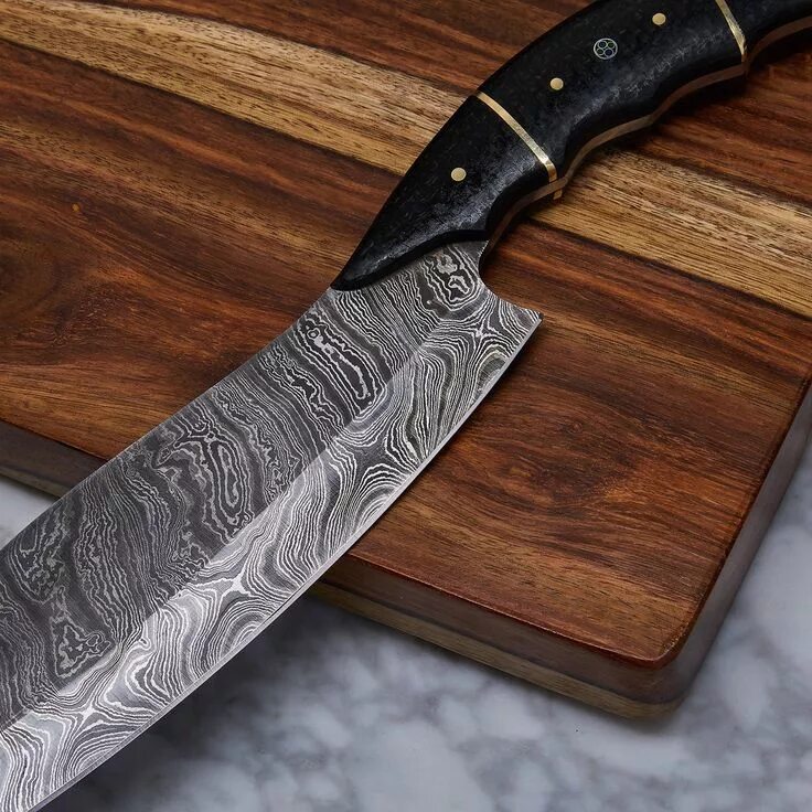 Кухонный нож ручной работы фото Handmade Damascus Kitchen Knife // KCH-24 Handmade from pure Damascus steel, and