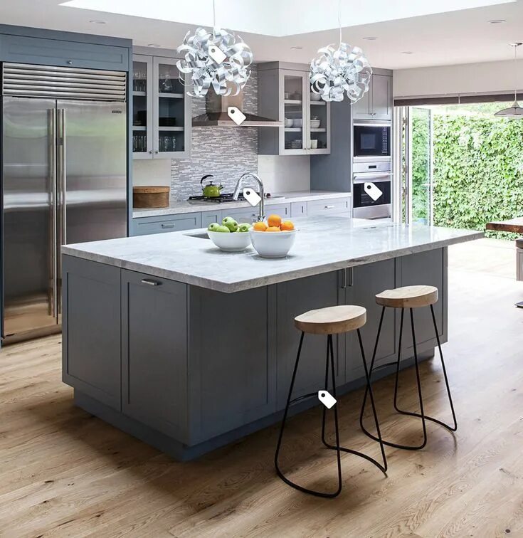 Кухонный остров фото в интерьере Island with overhang counter, lighting Design de cuisine de luxe, Cuisine modern