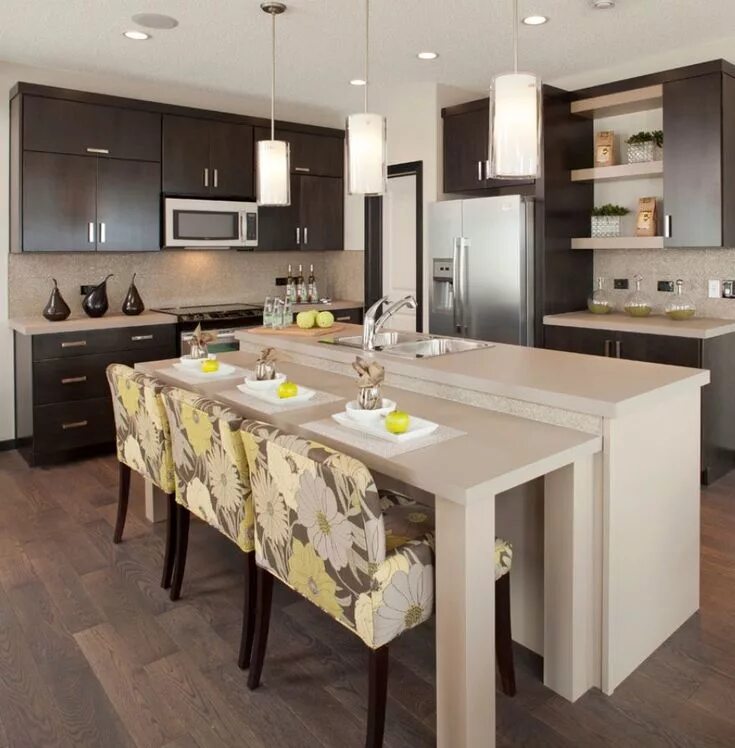 Кухонный остров с обеденной зоной фото Popular Gray Paint Colors for Kitchen and Bath Cabinetry - Dura Supreme Cabinetr