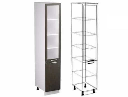 Кухонный пенал напольный для кухни фото Кухонный напольный пенал со стеклом Шарлотта ШПС2С40 с 2 створками - купить в СП