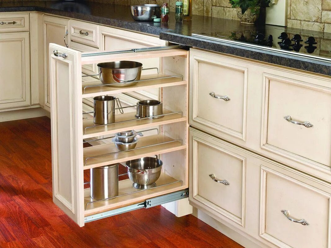 Кухонный шкаф для кухни фото Rev-A-Shelf 432-BF-9C Natural Wood 432 Series 9 Inch Pull Out Base Cabinet Fille