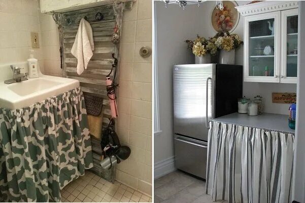 Кухонный шкаф со шторкой вместо двери фото Как применить старые шторы с пользой - 8 толковых идей Фантазер Дзен