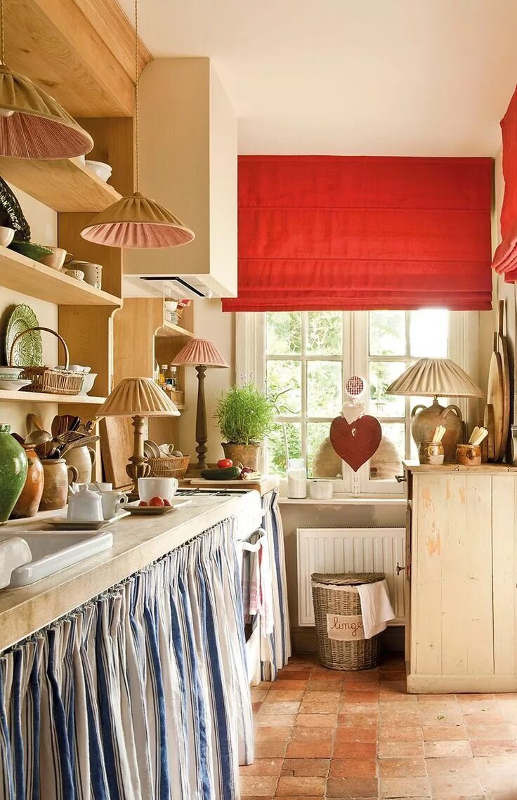 Кухонный шкаф со шторкой вместо двери фото European Country Rustic Kitchen Design for Timeless Ideas Now - Hello Lovely Rus