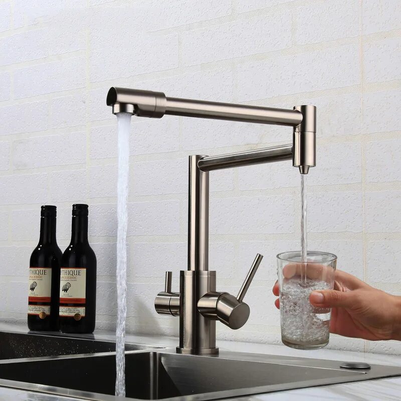 Кухонный смеситель с подключением питьевой воды Senlesen Матовый никель кухня чистая вода кран двойные функции опрыскиватель дво
