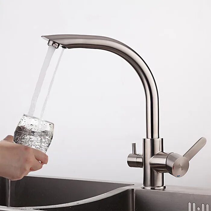 Кухонный смеситель с подключением питьевой воды Смеситель для кухни со встроенным фильтром (краном) под питьевую воду Gappo G439