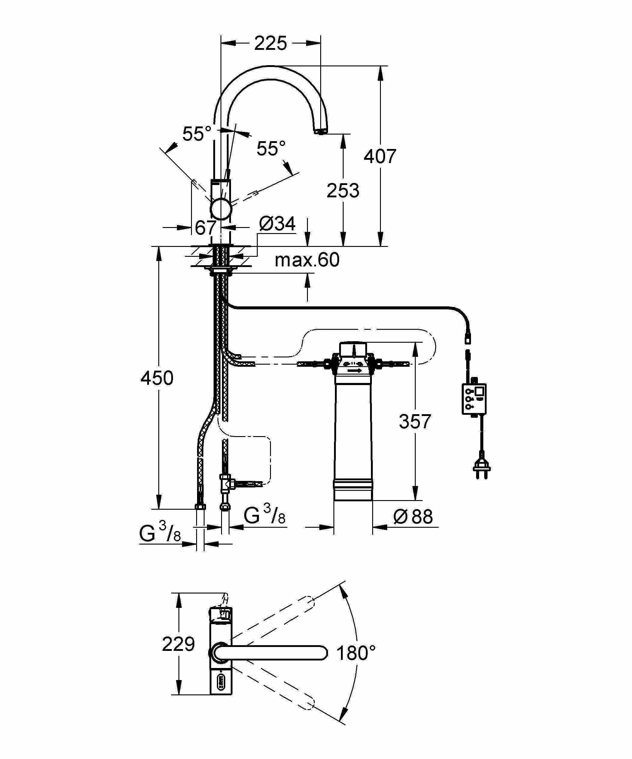 Кухонный смеситель с подключением питьевой воды Смеситель для кухни GROHE Blue Pure с подключением к фильтру с питьевой водой 33