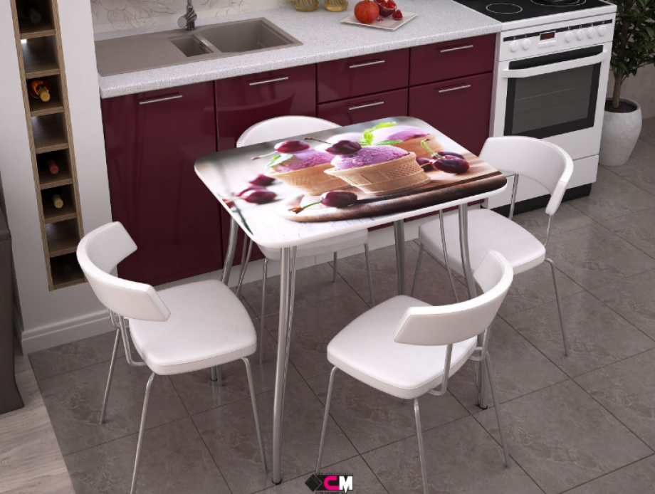 Кухонный стол и кухонный гарнитур фото Стол кухонный (с фотопечатью) по цене 8310 ₽ купить