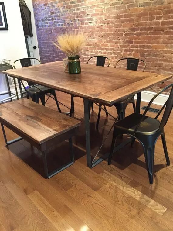 Кухонный стол лофт фото Rustic Industrial Dining Table Rustic industrial dining table, Industrial dining
