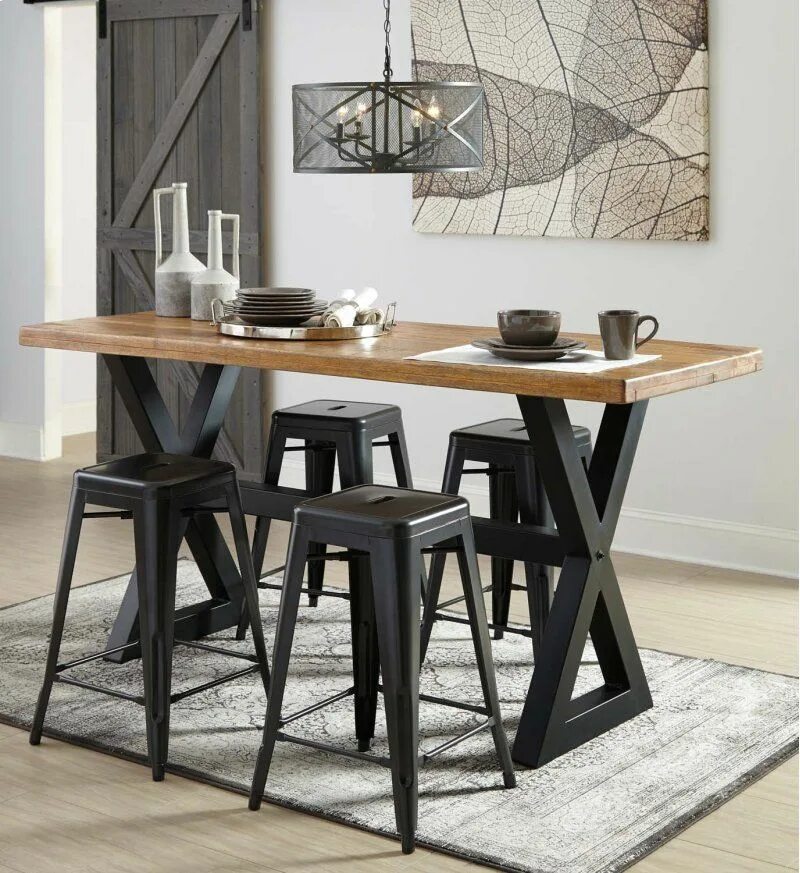 Кухонный стол лофт фото D542SDCA Ashley Furniture Pinnadel - Grayish Brown Set Of 4 Dining Room Barstool