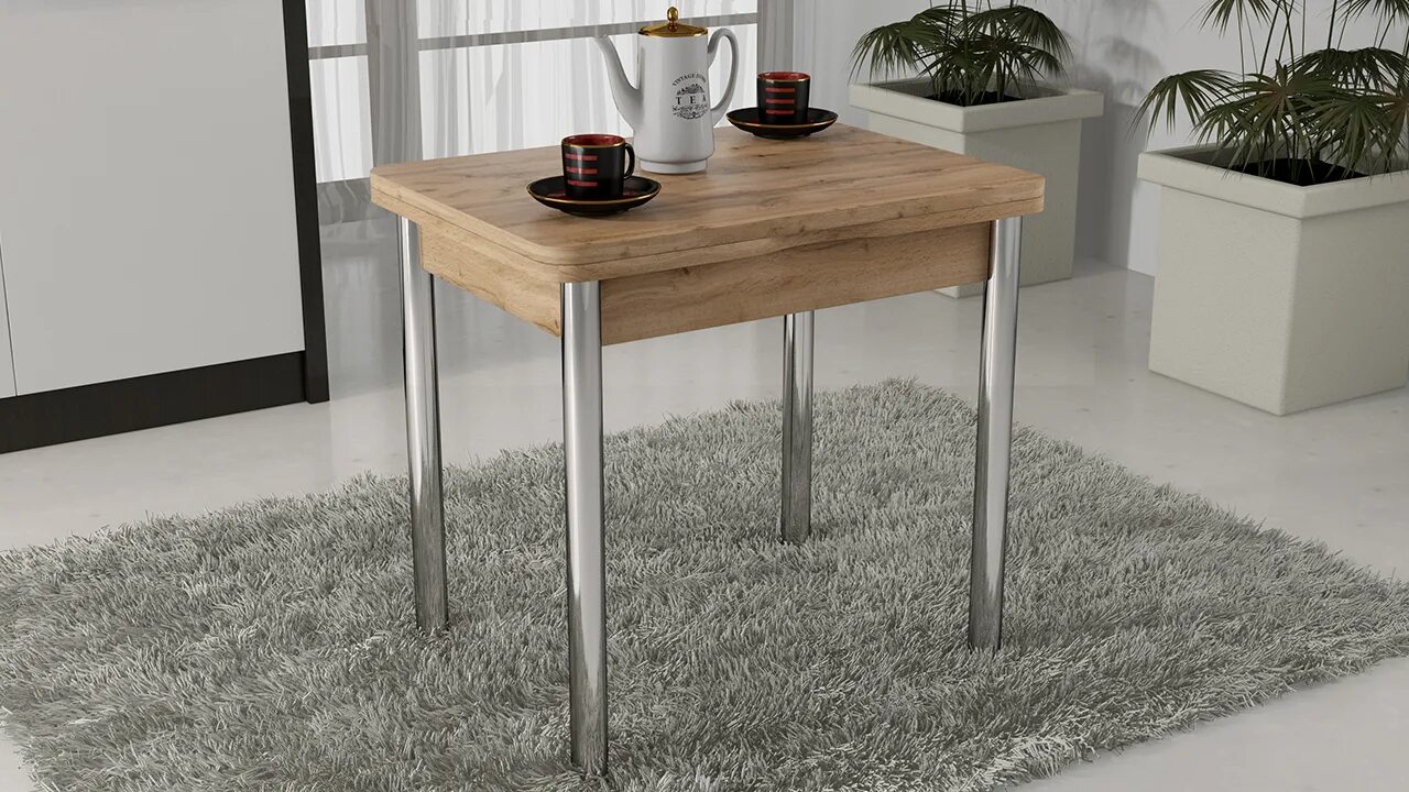 Кухонный стол небольшой фото Стол обеденный с хромированными ножками Mist - ПМ-204.02.2 Дуб Вотан купить в Са