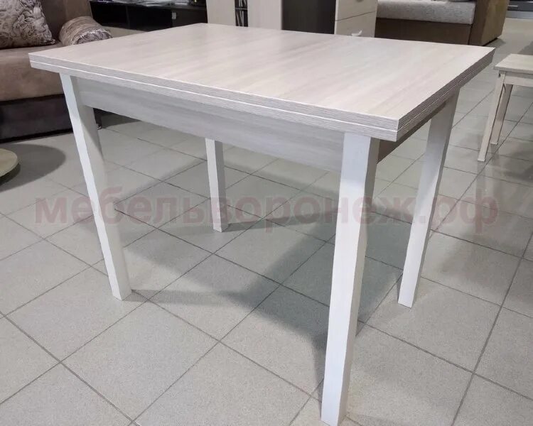 Кухонный стол раскладной светлый купить фото Стол обеденный (прямая нога) с ящиком 600*900мм (шимо св.,шимо св) - Радуга Сало