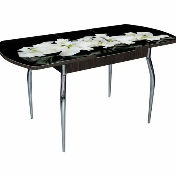 Кухонный стол раздвижной цена фото купить Купить Стол обеденный "Asti-Foto2" (опора гнутая хром) фотопечать № 35 по цене 1