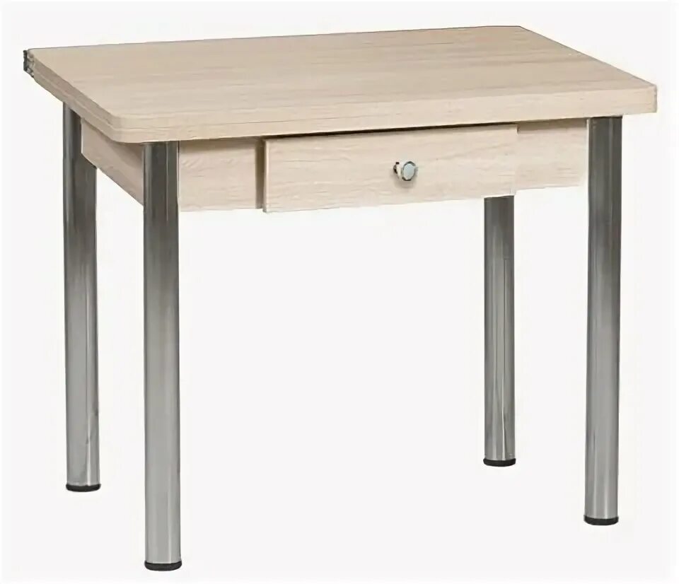 Кухонный стол с ящиком фото Стол обеденный ЛС-831 с ящиком (ЛДСП/Ясень шимо светлый/ ноги Хром) - купить по 
