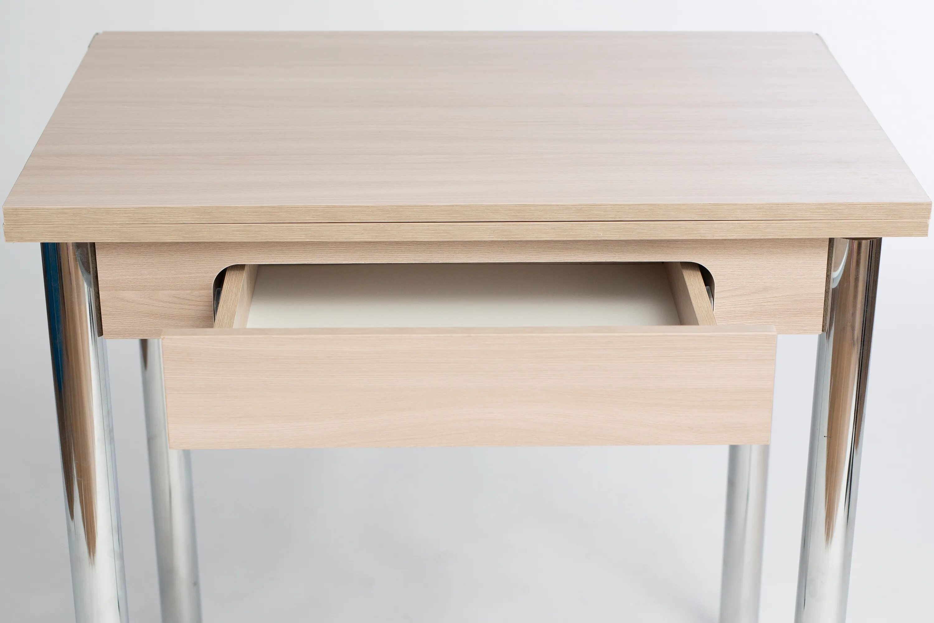 Кухонный стол с ящиком фото Стол обеденный раскладной с ящиком 80 Хром (Шимо светлый) купить со скидкой 30 %