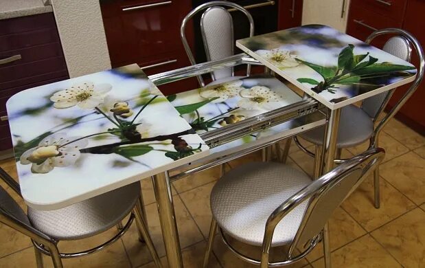 Кухонный стол самара на птичке фото цены Стеклянные столы для кухни с фотопечатью - CormanStroy.ru