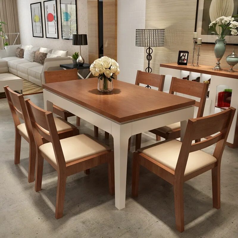 Кухонный стол со стульями в интерьере Купить Стол обеденный Новый список белый дерево современный китайский стиль обед