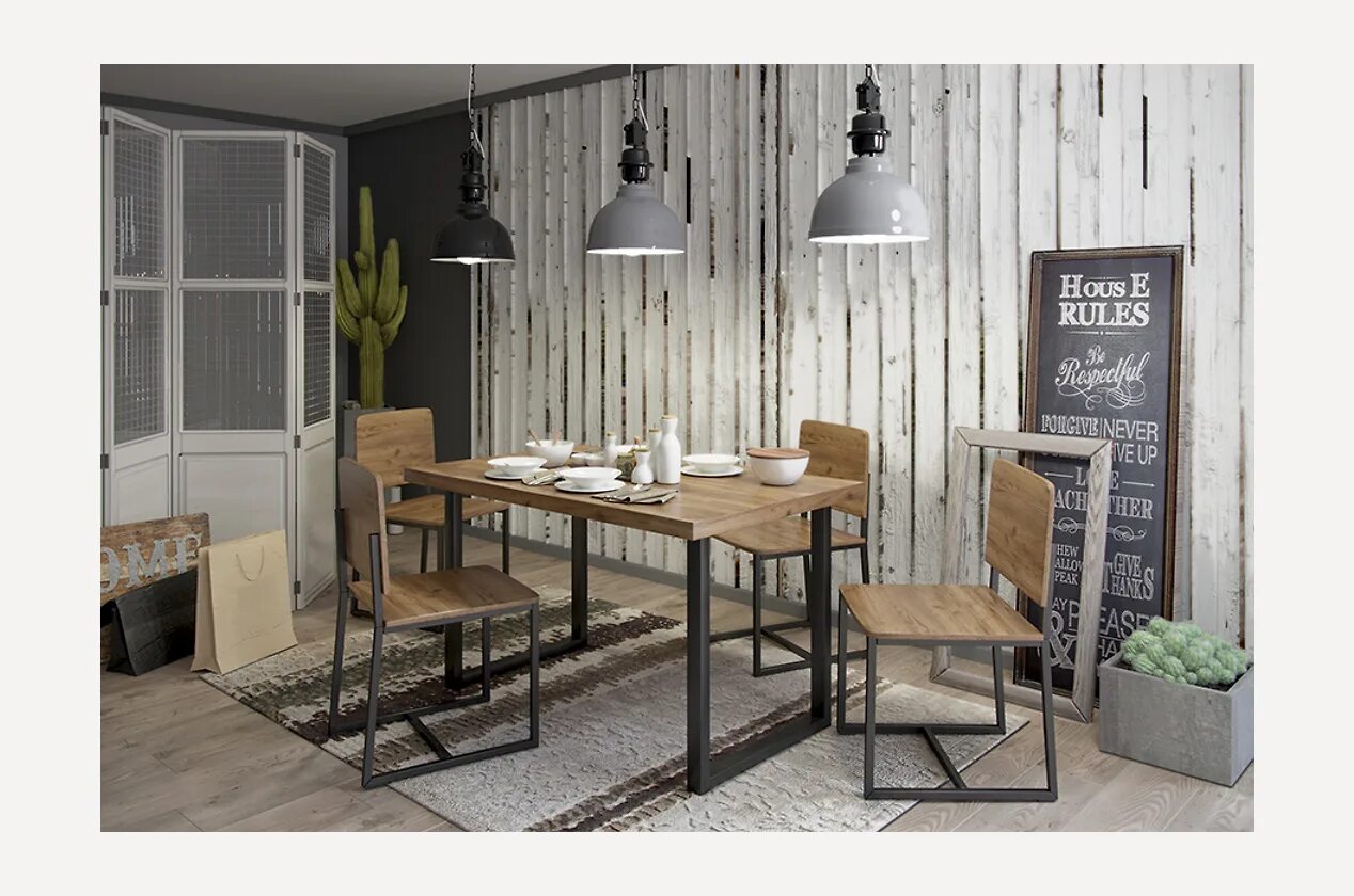 Кухонный стол со стульями в стиле лофт Модульная обеденная группа Лофт в Саратове - цены от производителя, купить за 63