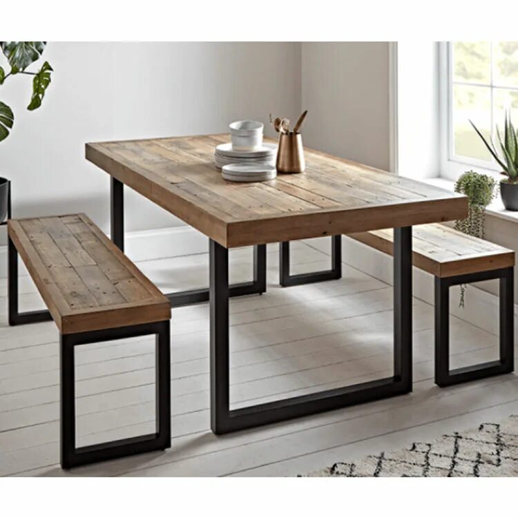 Кухонный стол со стульями в стиле лофт Товары оптом на Alibaba.com - 2 в 1 скамейка стол