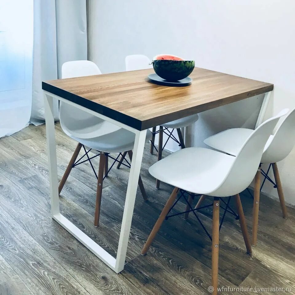 Кухонный стол со стульями в стиле лофт Стол в стиле лофт из массива бука в интернет-магазине Ярмарка Мастеров по цене 1