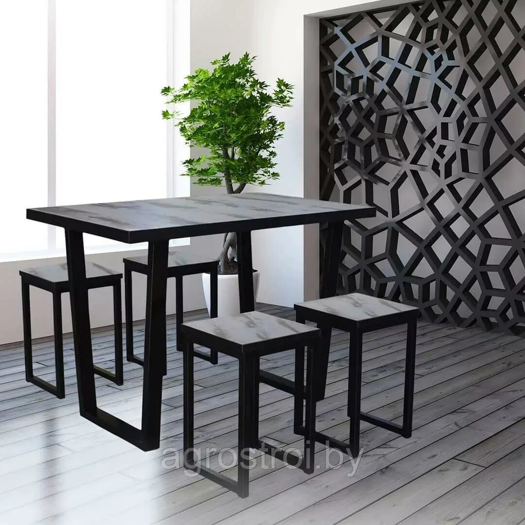 Кухонный стол со стульями в стиле лофт Стол со стульями лофт