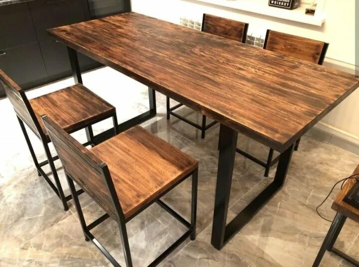 Кухонный стол со стульями в стиле лофт Стол кухонный - купить в Кургане, цена 10 000 руб., продано 1 марта 2019 - Столы