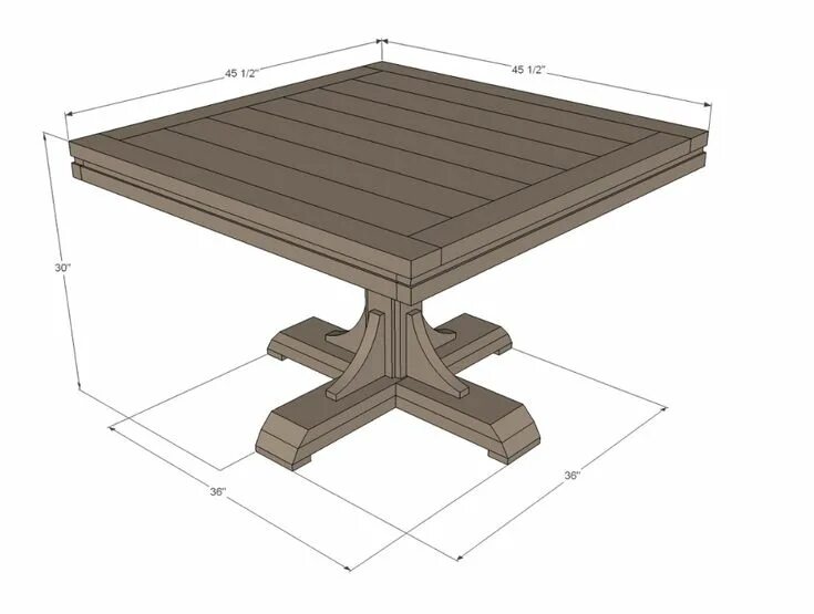 Кухонный стол своими руками фото чертежи Square Pedestal Table Diy kitchen table, Diy farmhouse table, Pedestal table diy