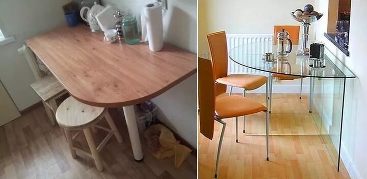 Кухонный стол в хрущевке фото Кухонный стол и стулья для маленькой кухни: маленькие столы обеденные, фото, сту