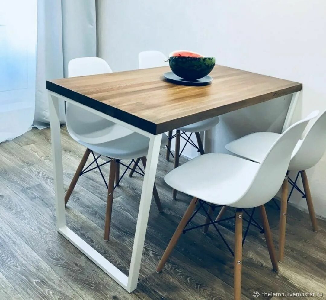 Кухонный стол в стиле лофт фото Стол из Дуба Лофт в интернет-магазине Ярмарка Мастеров по цене 23700 ₽ - NTN0CBY