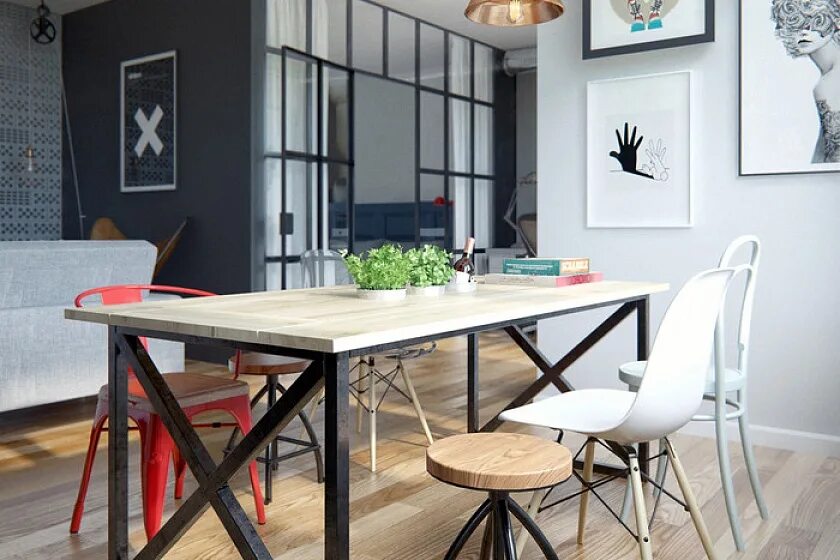 Кухонный стол в стиле лофт фото Обеденный стол Timb 3001