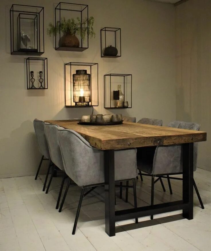 Кухонный стол в стиле лофт фото Pin on Home Living room decor modern, Dining room table centerpieces, Interior d