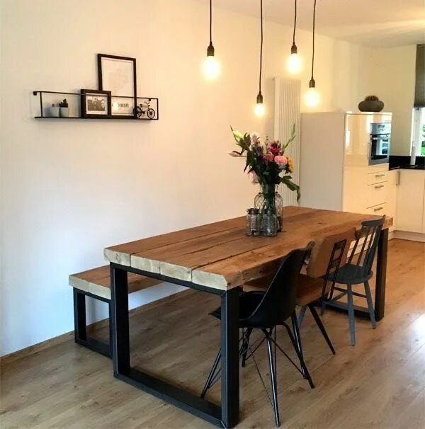 Кухонный стол в стиле лофт своими руками Pin on Móveis Dining room layout, Dining table decor, Farmhouse dining room