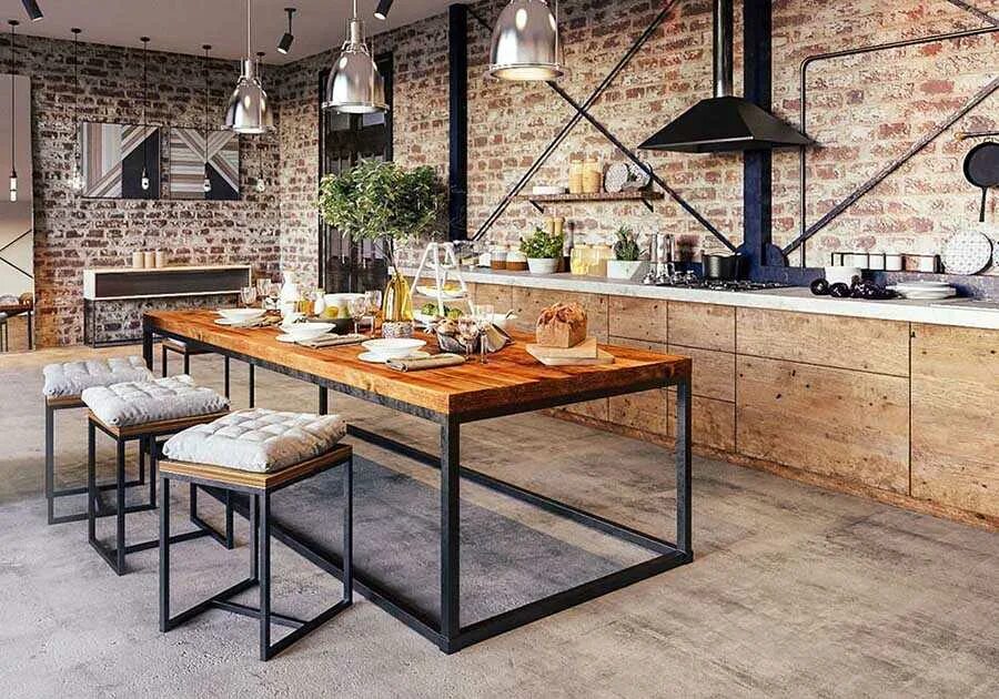 Кухонный стол в стиле лофт своими руками Стиль лофт: цвета, отделка, фото интерьеров - IDCollection