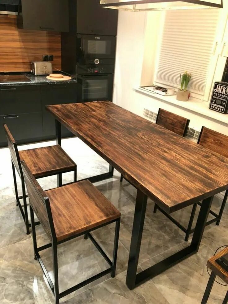 Кухонный стол в стиле лофт своими руками Pin on Negocio Wood dining table modern, Kitchen design plans, Dining table desi