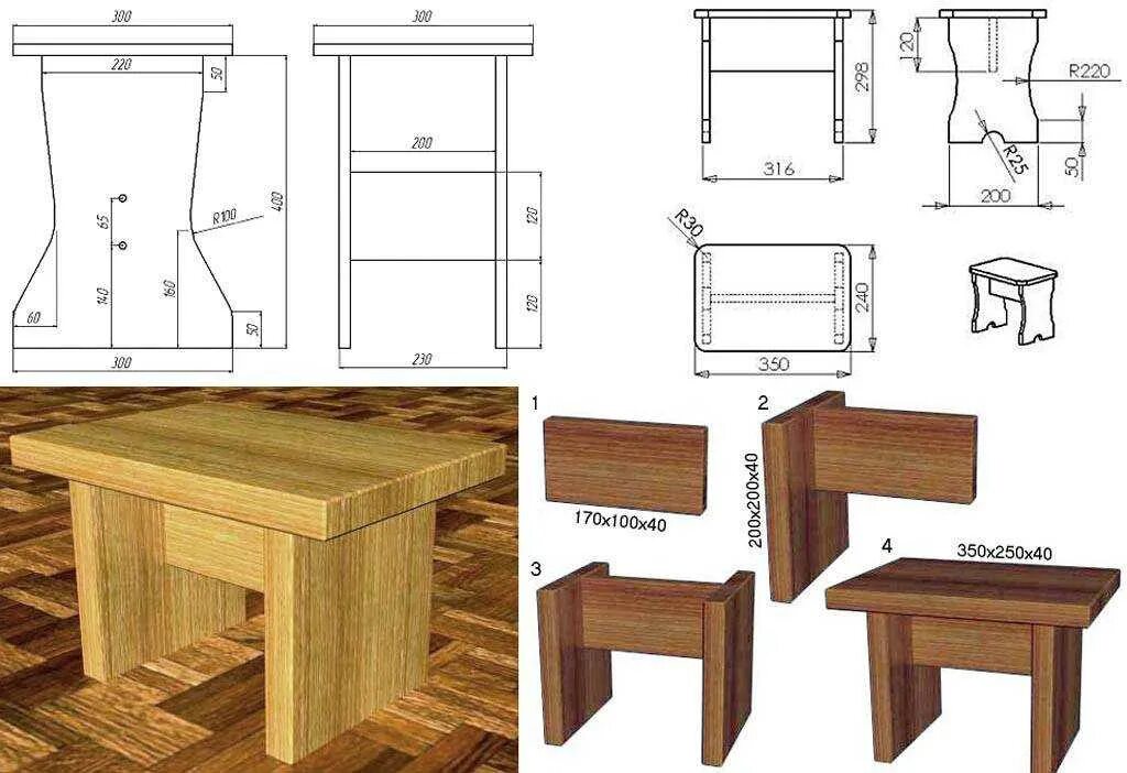 Кухонный своими руками из дерева чертежи Табурет или табуретка: делаем своими руками простые из дерева и посерьезнее +чер