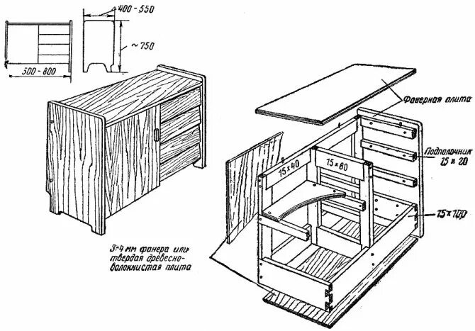 Кухонный своими руками из дерева чертежи Изготовление мебели своими руками: чертежи и схемы сборки корпусной мебели с раз