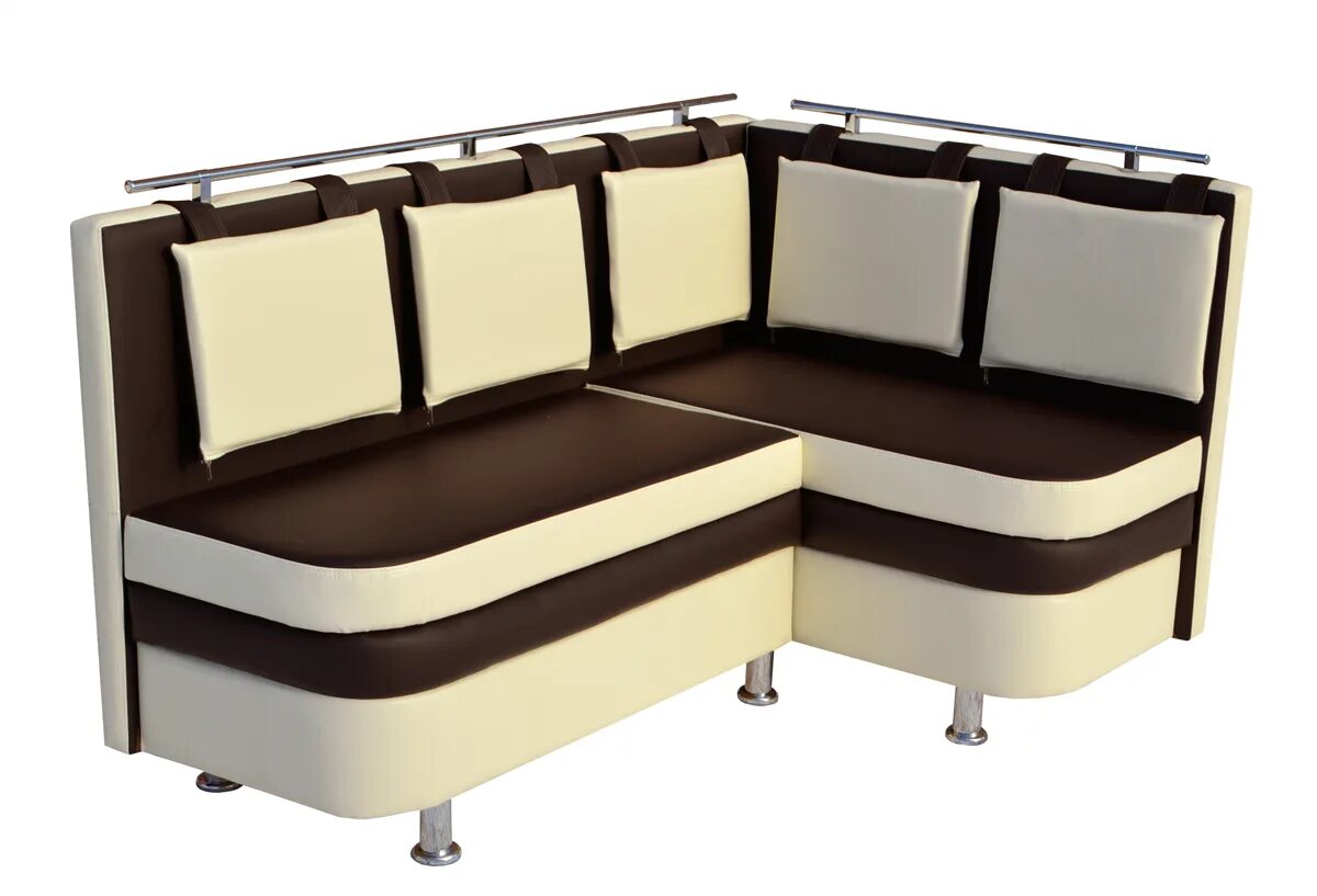 Кухонный угол фото Кухонный угол Непал правый , Коричневый (кожзам)/Бежевый (кожзам) - купить с дос