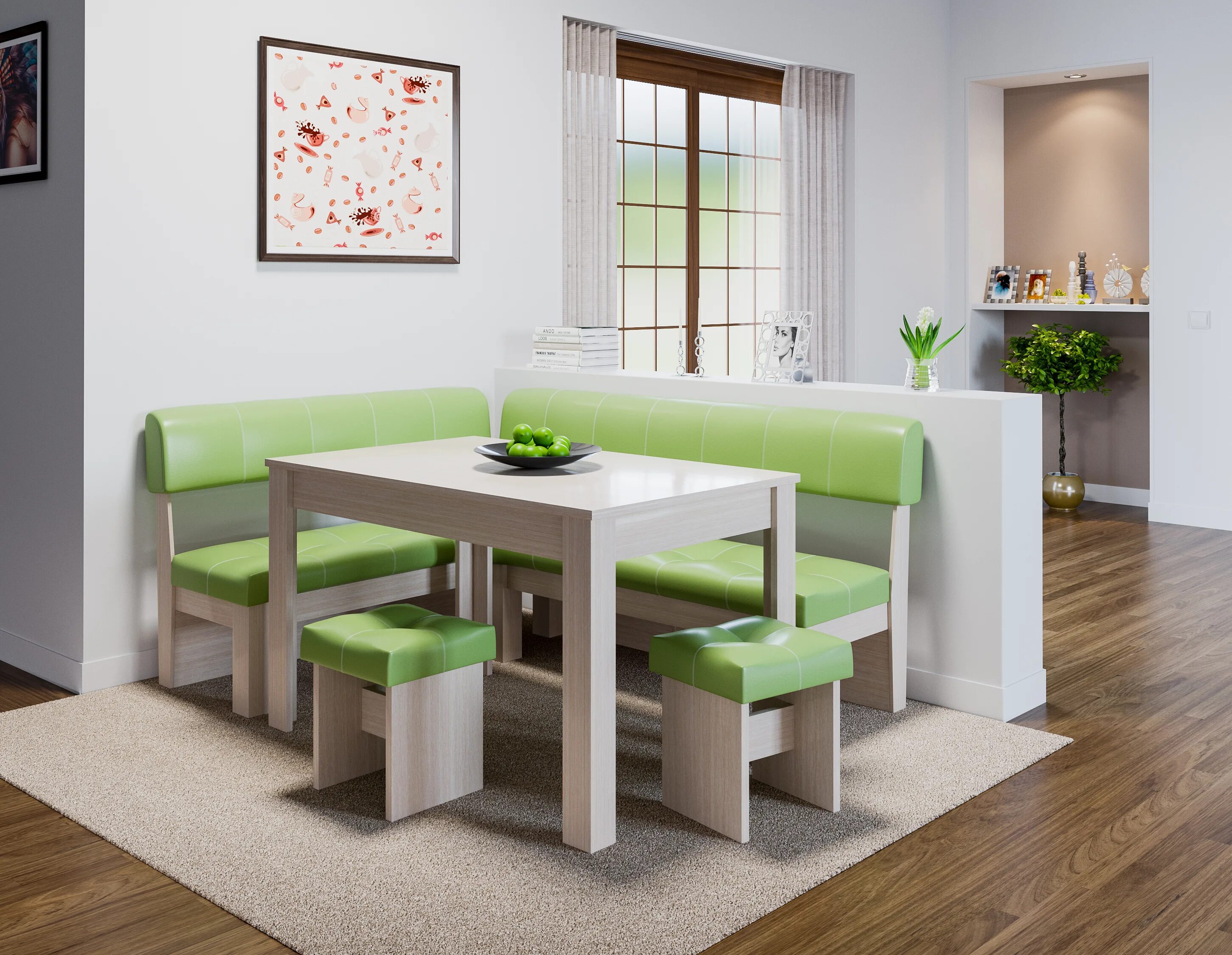 Кухонный уголок фото дизайн кухни ЭТОмебельРФ Кухонный уголок Валенсия,153x41x94 см, бежевый - купить с доставкой 