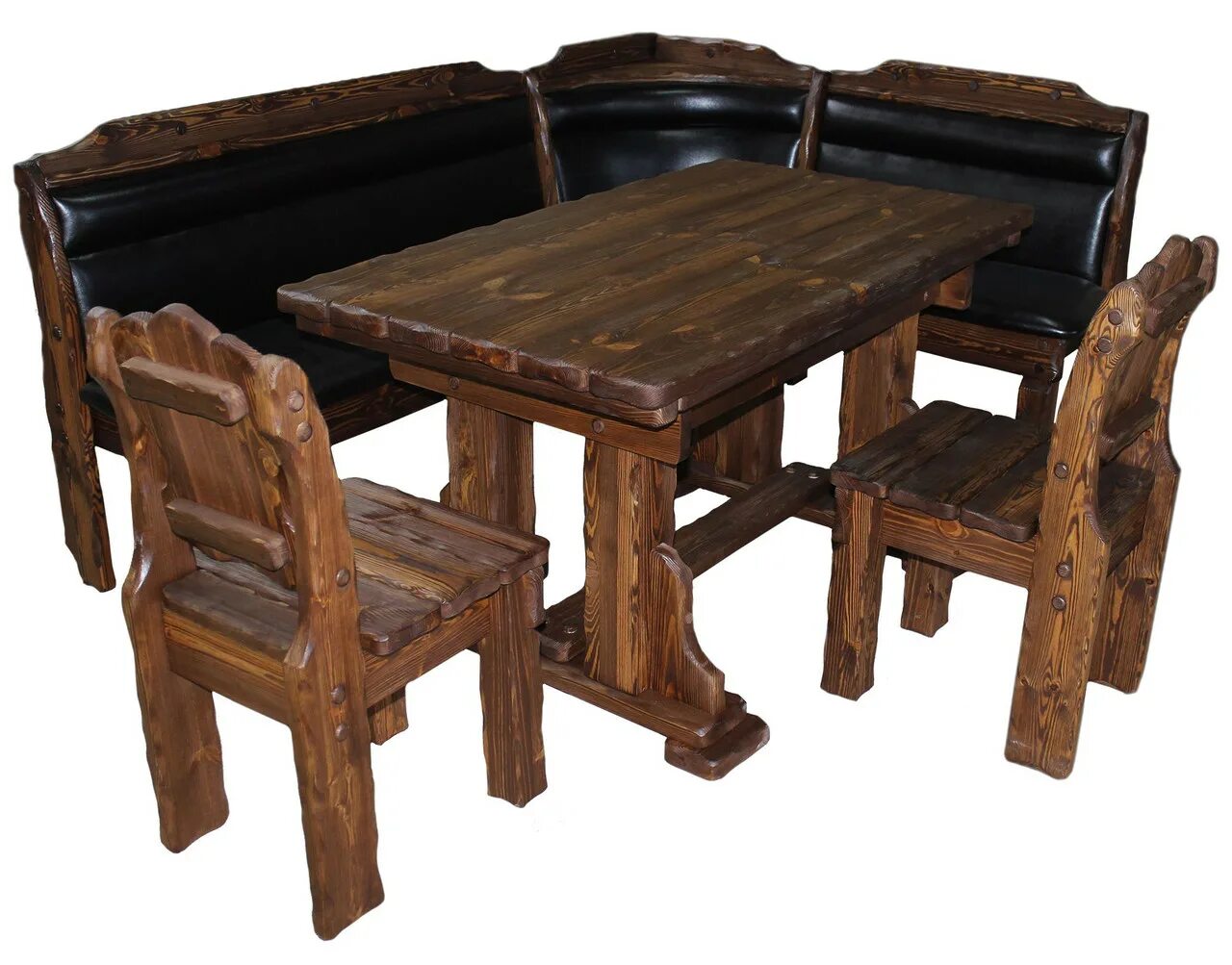 Кухонный уголок из дерева фото Комплект под старину № 4101 в Москве