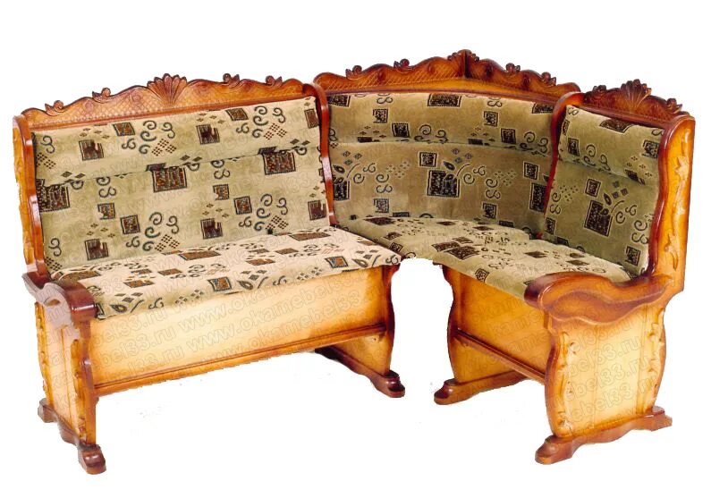 Кухонный уголок из дерева фото Уголок кухонный Комфорт с резьбой