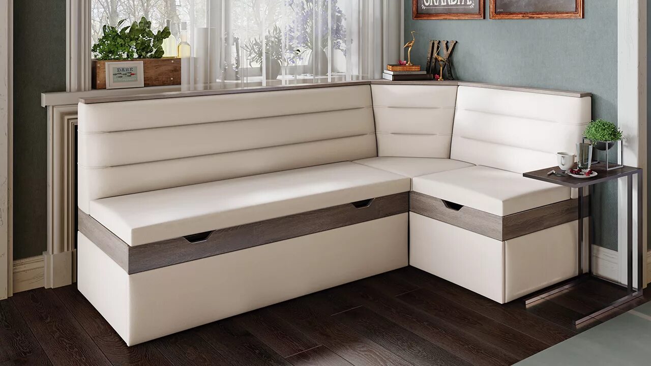 Кухонный уголок со спальным фото Скамья угловая Корсика со спальным местом Дуб Сонома трюфель, кожзам Nitro Cream