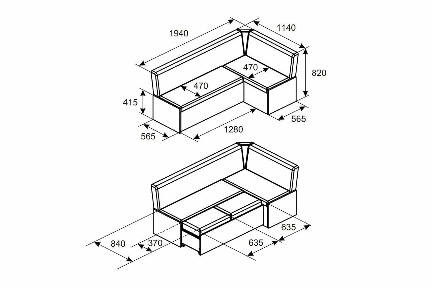 Кухонный уголок своими руками чертежи Угловая скамья Аристо 194х82х114 см - купить по цене 0 рублей в интернет-магазин