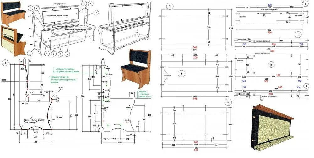 Кухонный уголок своими руками чертежи Кухонный уголок: размеры, 30 фото разных моделей, чертежи и изготовление своими 
